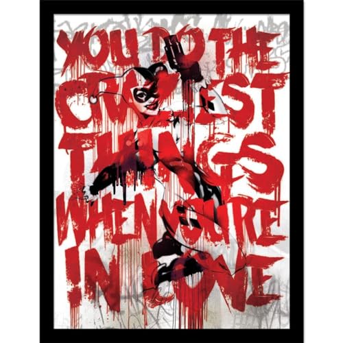 Image of BATMAN Harley Quinn Love Framed Poster (40cm x 30cm) (Red/White/Black)