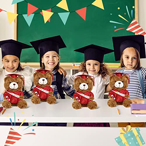 4 Pack Graduation Bear Graduation Plush Stuffed Bear With Graduation Cap Gown Tassel Set 9 Inches Stuffed Bear Animal Gifts For Graduation Day College High School Kindergarten (Red) #TOP5