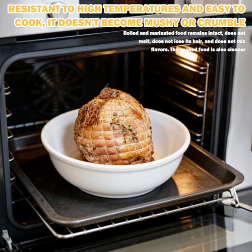 Weiß Schinkennetz Zum RäUchern,Grillrost,Gerollter Grillrost,Rollbratennetz,RäUchernetz,Bratennetz,Baumwollnetz Zum Aufbewahren,Grillen Und Kochen Von Fleisch,Nr.16 Elastischer Grillrost (5 Meter)