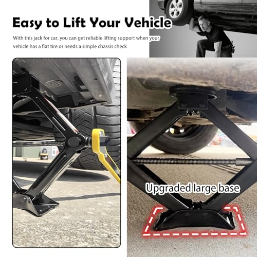 2T Car Scissor Jack Kit Includes Ratchet,Sturdy Scissor Car Jack Lifting Range 3.94"-15.35" Lifts Vehicles Quickly and Easily,Heavy Duty Cars Tire Changing Kit Automotive Tools by Aokdom - Used condition - Image 4