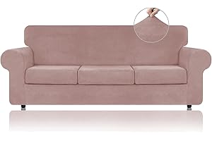 WEERRW Fluffy Velvet Couch Covers for 3-Cushion Couch