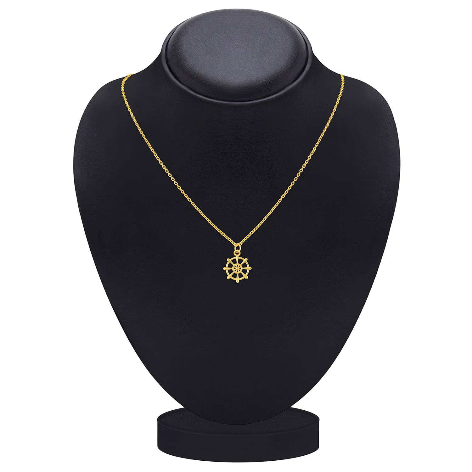 Gold Plated Wheel Pendant Necklace with Chain