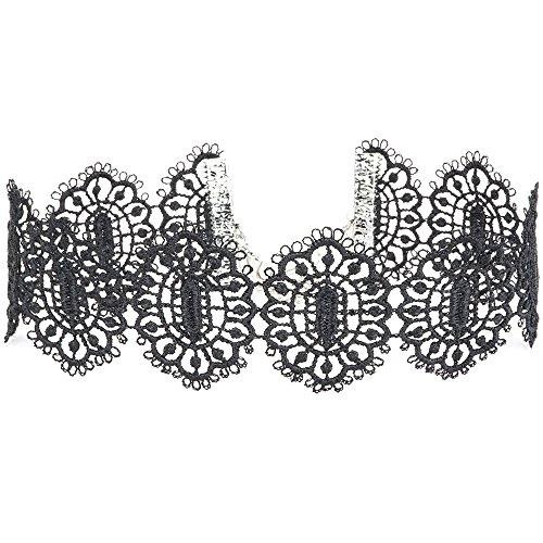 Twilight's Fancy Hexagonal Filigree Black Lace Choker Necklace (Small)