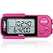 3DTriSport Walking 3D Pedometer with Clip and Strap, Free eBook | 30 Days Memory, Accurate Step Counter, Walking Distance Miles/Km, Calorie Counter, Daily Target Monitor, Exercise Time (Magenta)
