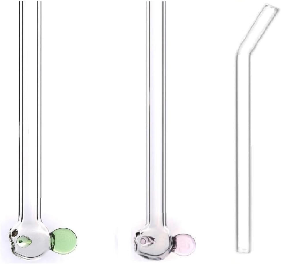 Glass Drinking Straw(Pink+Green),Fish Straws for Drinking Creative Straw Reusable Glass Straws