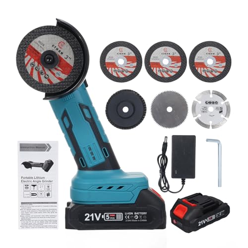 Weytoll Mini Angle Grinder, 76mm Brushless Angle Grinder Kits 19000rpm 2 X 2000mAh Battery with 7pcs Grinding Wheels for Interior Decoration, Wall Panel Slotting, Floor Cutting