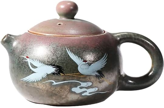 Japanese Ceramic Teapot, Crane Pattern Porcelain Handmade Xishi Teapot, Chinese Kung Fu Teapot Tea Set