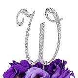 LOVENJOY Gift-Boxed 3.7' Rhinestone Letter W Cake Topper Initial