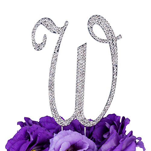 Lovenjoy Gift-Boxed 3.7" Rhinestone Letter W Cake Topper Initial #TOP2