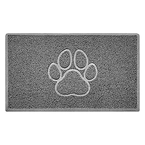 Nicoman Paw Embossed Shape Indoor Outdoor Dirt-Trapper Door Mat Washable Barrier Heavy Duty Doormat - (Watertight Rubber-Back, Medium, Grey, 75 x 44cm)
