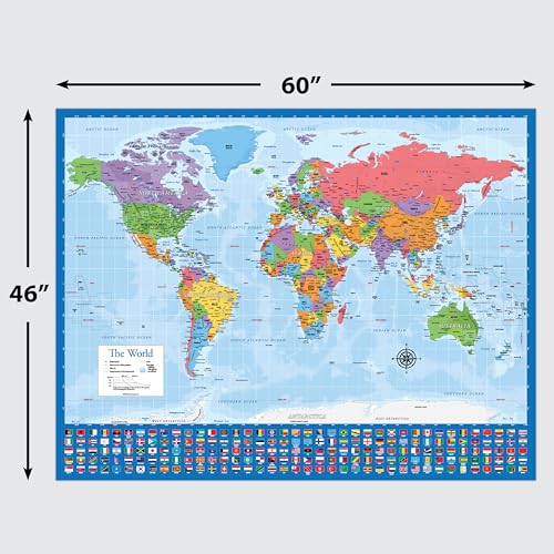 Giant World Map - Mega Laminated Map - Ideal for Home and Classroom - Blue - 46" x 60" 
| Giant World Map - Mega Educational Map - Perfect for Schools and Offices - Blue - 46" x 60" 
| Giant World Map - Mega Map for Decor - Family Room and Study - B