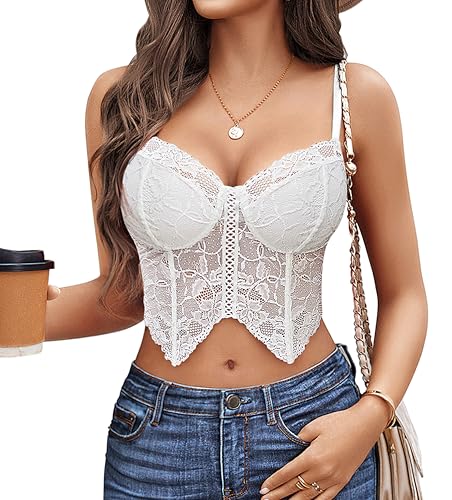 Image of Avidlove Lace Bralettes for Women Y2k Camisole Lingerie Adjustable Strap Crop Top