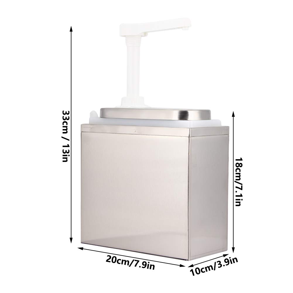 Gewürzspender aus Edelstahl mit Pumpe aus PP-Kunststoff, Soßenspender für Ketchup, Mayonnaise, Steaksoße, Dessertsirup, Essig, Öl, Sojasoße (2 l mit Sockel)
