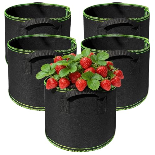 OBYCPIN Pflanzsack 5 Gallonen Vliesstoff Schwarz 5er Set