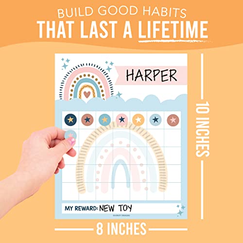 Image of Hadley Designs Sticker Chart for Kids Behavior at Home - Sticker Reward Chart for Kids, Star Charts for Toddler, Star Charts for Good Behavior, Boho School Reward Stickers for Classroom Incentives