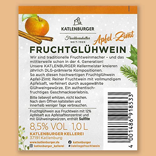 Katlenburger Sahne Eierpunsch, süßer Punsch aus Fruchtwein mit Sahne und Wintergewürzen 6 x 0,75l & Apfel-Zimt Fruchtglühwein Fruchtiger Glühwein aus Fruchtwein, 6x 1L und 8,5% vol.