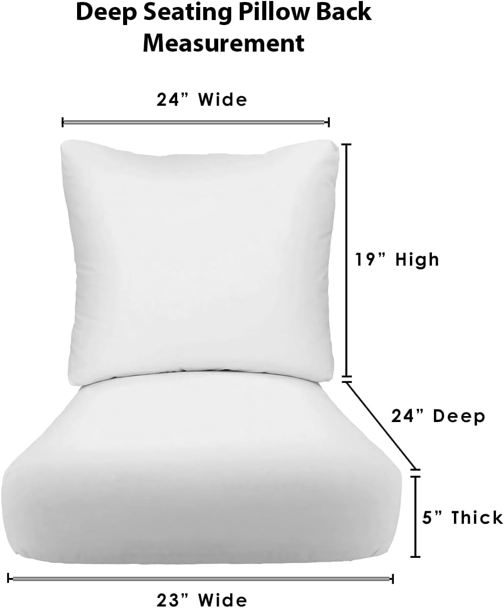 RSH DECOR: Sunbrella Deep Seating Cushion with Pillow Back | 23” x 24” x 4" Seat | Water and Fade-Resistant Performance Fabric | Outdoor Chair Cushion Set for Patio Furniture | Play Sky
