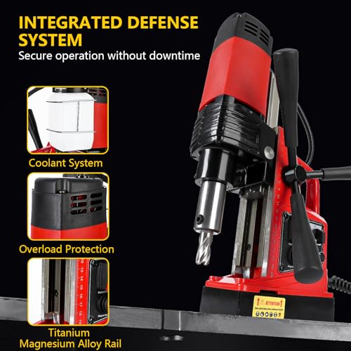 Image of Mag Drill Press, 1300W Power Magnetic Drill Presses, 1.57″ Boring Diameter, 700 RPM, 10 Speed for Industrial & Home Improvement