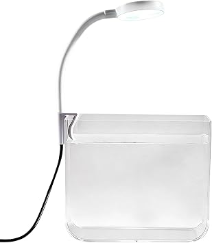 Fish Stylish Decoration Tank, Mini Aquarium with Clip Lights Clear Non Slip Base, Betta Fish Tank Desktop Aquarium for Home Bedroom Living Room Apartment Fishkeeping Viewing Small and Display