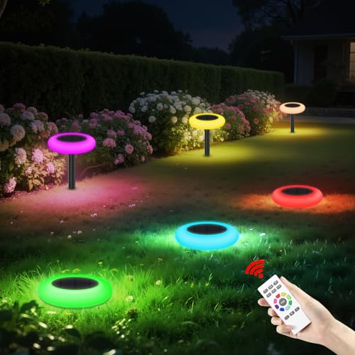 Lightonight Colorful Solar Colorful Solar Lights Outdoor, Color Changing Solar Lights with Remote, Colorize Pathway Lights Solar Garden Lights for Landscape Walkway Patio Yard Pool