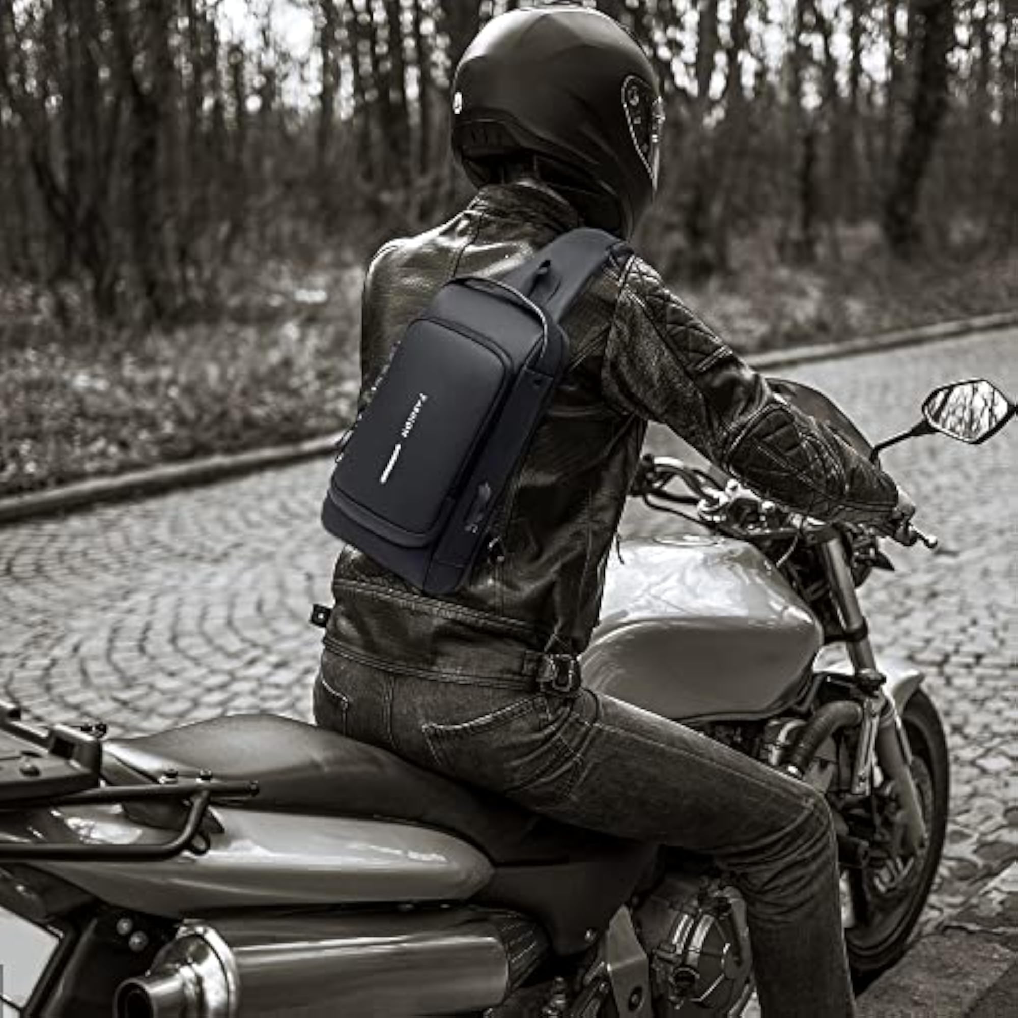 Men's Sling Bag with USB Charging Port, Casual Backpack