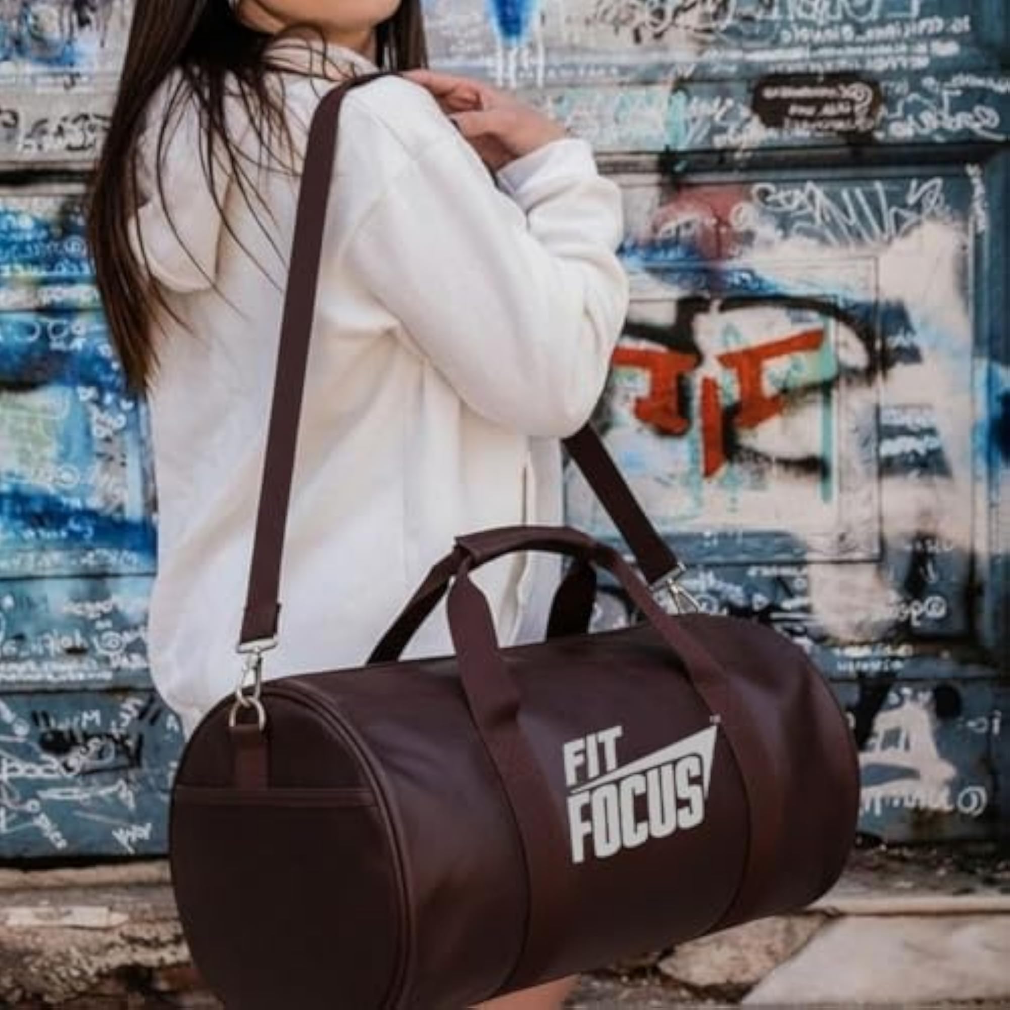 Fit Focus Gym Duffle Bag with Protein Shaker Bottle, Sipper
