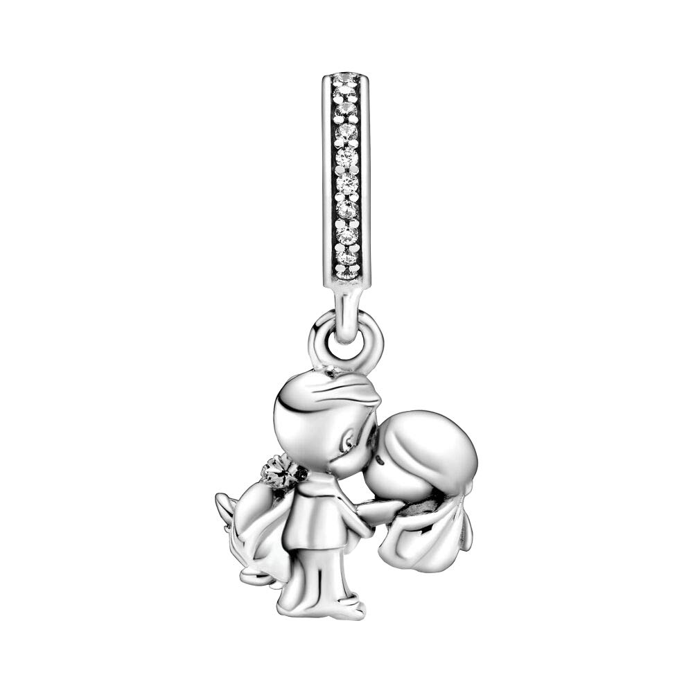 PANDORAMoments - Abalorio colgante de plata de ley para mujer, diseño de pareja casada