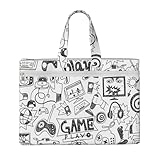 aeegda Bolsa de lona con estampado de videojuegos para niños, suministros...