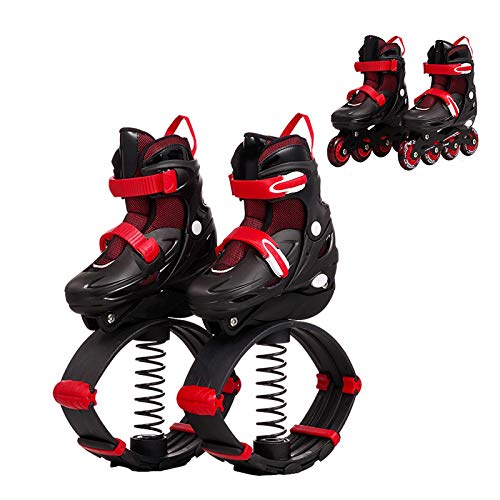 HWHSZ Zapatos De Salto De Canguro,Patines 2 En 1 + Zapatos De Rebote para NiñOs, Adolescentes, Patines, Zapatos Deportivos para Saltar, Zapatos De Fitness Que Rebotan,Red-39/42(L)