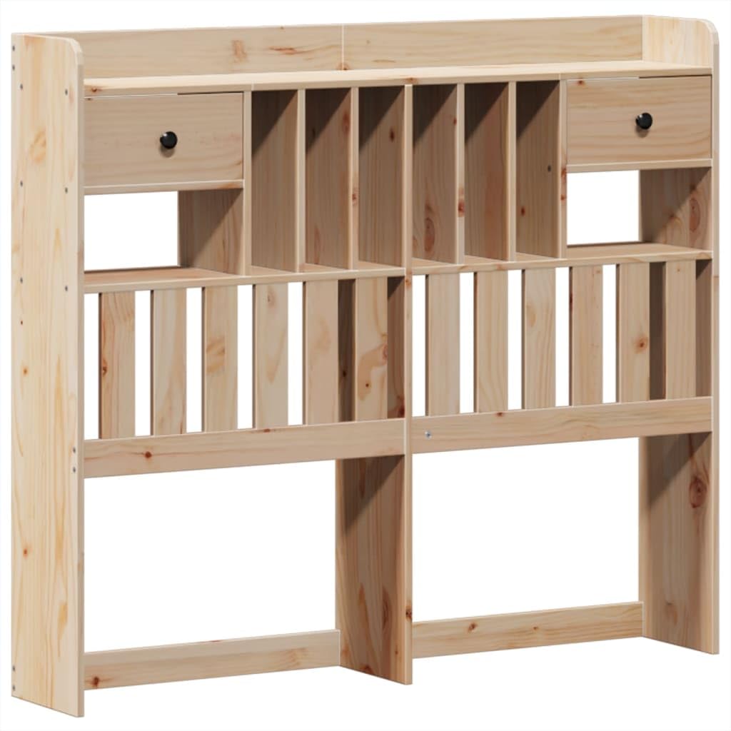 lite drewno sosnowe z 6 przegródkami i szufladami brąz 135 x 190 cm | Rama łóżka bez materaca 135x190 cm lite drewno sosnowe ze stelażem i szufladami, łóżko z pojemnikiem i zagłówkiem do