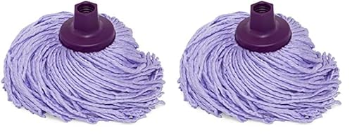 Mery | Fregona Microfibra | Fregona Super Absorbente | Cabezal Extragrande | No Deja Rastro | Fabricada en Cruz | Mayor Durabilidad | Rosca Universal | Color: Lila, 22 cm (Paquete de 2)