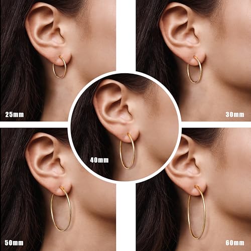 CASSIECA 10 Pairs Clip On Hoop Earrings Stainless Steel Clip On Earrings for Women No Piercing Fake Hoop Earrings Spring Hoop Earrings for Non-Pierced Ears 25mm 30mm 40mm 50mm 60mm3