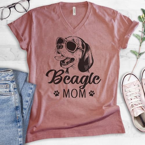 EVERTREE CLOTHING Beagle Mom V-Neck T-Shirt, Unisex Women's V-Neck Shirt, Beagle Owner, Cool Dog Mom Gift2