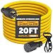 Tellegloww 20ft NEMA L6-20 Generator Extension Cord L6-20P Male Plug to L6-20R Female Receptacle 3 Prong 20 Amp Locking Power Cord, STW 12 AWG/3C,250 Volt 5000 Watts, ETL Listed