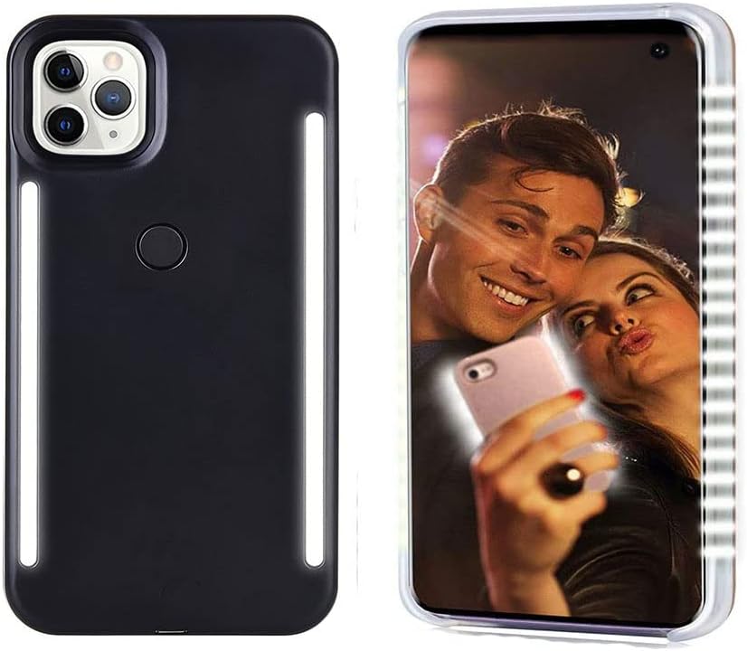 GSRtech Selfie case for iPhone 11 pro max,LED Illuminated Selfie Light[Rechargeable],Great for a Bright Selfie Light Up Case Cover (Black, iPhone 11 pro max)