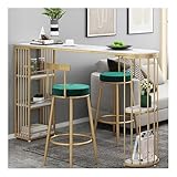 Sinterstein-Stehtisch Kücheninsel mit Stauraum, 105 cm Hoher Esstisch mit Schwarzem Metallgestell für Schmale Räume, Esszimmer, Nur Tisch