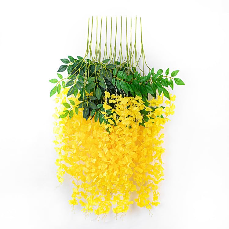 Amazon｜Namzi イエロー藤ハンギングフラワー、12パックピンクフラワー