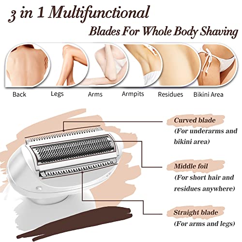 Electric Shaver For Women Best Electric Razor For Womens Bikini Legs Underarm Public Hairs Rechargeable Trimmer With Detachable Head Cordless Wet Dry Use #TOP1