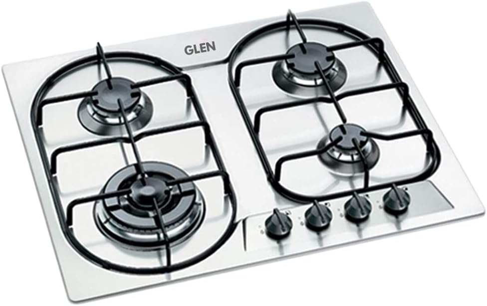 Glen Stainless Steel 1061 TR 4 Burner Built in Hob, Silver, Sealed