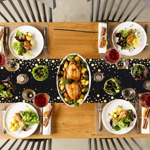 Kiorevy Black And Gold Table Runner 12 X 72 Inches, Glittering Dots Table Runners Kitchen Dining Decoration For Wedding Bridal Baby Shower Birthday Party Graduation Holiday Valentines Day Decor #TOP6