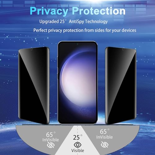Image of Privacy Screen Protector Compatible with Galaxy S23 FE 5G - 2 Tempered Glass Film + 2 Camera Lens Protectors, High Clarity Bubble Free, Anti-Spy Protection