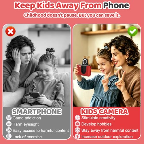 Image of Makolle Kids Camera Girls for 3 4 5 6 7 8 9 Years Old Girls,1080P HD Video Selfie Camera with SD Card Kids Digital Camera Toys for Boys Girls Birthday Gifts Red