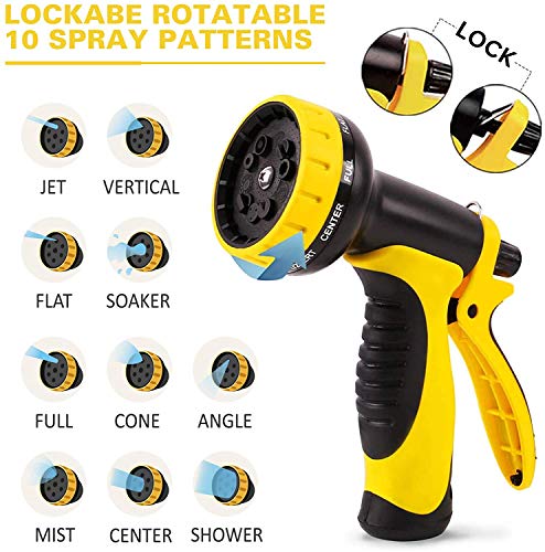 75ft Expandable Garden Hose 10 Function Nozzle Lightweight Flexible Water Hose 75 ft 3750D Triple Extentions Latex Core 3/4" Solid Brass Fittings for Watering and Cleaning