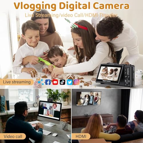 Image of 5K Digital Camera - 75MP Digital Cameras for Photography - Vlogging Camera for YouTube - Autofocus Video Camera 3 inch 180 Flip Screen with 18X Zoom (CAM05)