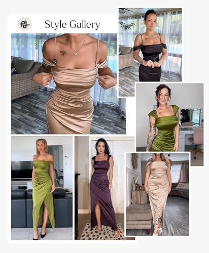 Popilush Womens Shapewear Maxi Dress Multi Way Wear Off The Shoulder Bodycon Long Cocktail Formal Dresses 6