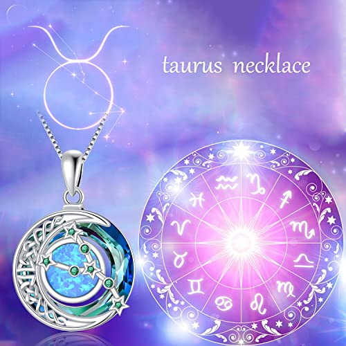 Toupop Zodiac Necklace For Women Taurus Zodiac Necklace Emerald Crystal Constellation Pendant Astrology Jewelry Birthday Gifts For Women And Girls May Birthday Gift #TOP1