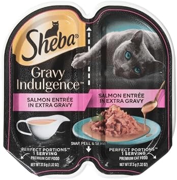 Sheba Gravy Indulgence Adult Wet Cat Food Salmon Entree in Extra Gravy, 2.6 oz. Twin-Pack Tray