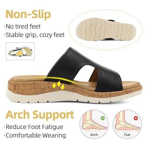 Image of UBFEN Womens Platform Sandals with Orthopedic Arch Support