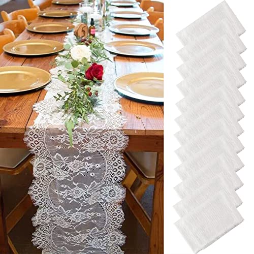 12 Packs Lace Table Runner 14 X 120 Inch White Floral Vintage Table Runner Chair Sash Romantic Table Runners For Rustic Boho Wedding Table Decor Birthday Party Bridal Baby Shower Decorations #TOP13
