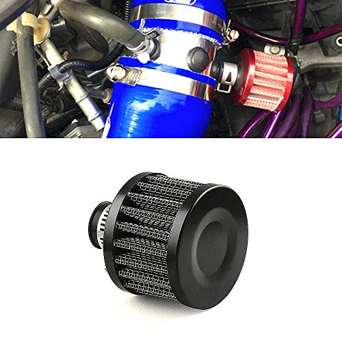 Rasnone 2Pcs 12Mm Air Filter Cold Air Intake Filter Breather Turbo Vent Air Intake Filter Cleaner Black Universal For Car And Motorcycle #TOP3